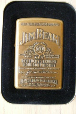 Zippo 254BJB - 929,  Jim Beam Bourbon,  Emblem,  HP Brass Lighter 2