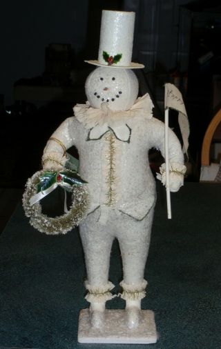 Large 19 " Tall Bethany Lowe Christmas Smiley Snowman Large Lg7293 With Wreath