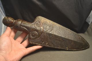 Neolithic Hongshan Culture Jade Human Horo Head Dagger Tool Huge Statue Carving