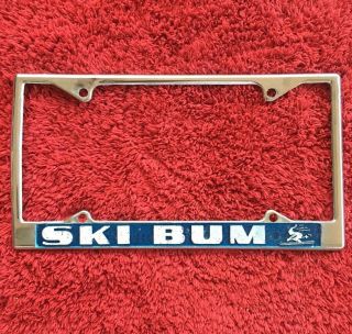 Ski Bum Vintage Chrome Metal Novelty License Plate Frame