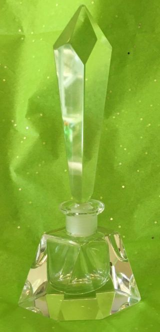 Clear Glass Vintage Perfume Bottle Unmarked 7 " Tall With Stopper