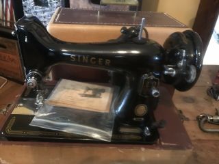 Singer 1956 Model 99 Portable Sewing Machine 99k W/ Case,  Pedal,  Extra Parts
