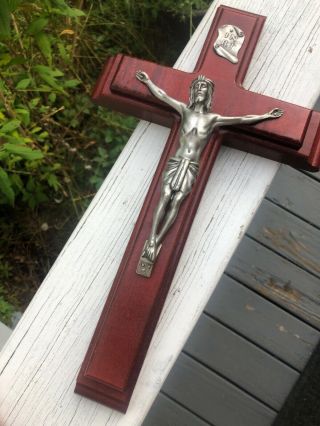 Vintage Divinity Sick Call Last Rites Crucifix Cross Box Wood Wall Crucifix Set