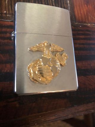 Zippo Lighter: US Marine Corps Crest Emblem - Brushed Chrome 2
