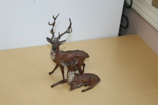 Antique Vintage Spelter Deer Figurines - Christmas Style