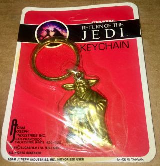 Star Wars Return Of The Jedi 1983 Keychain Nos Master Yoda Adam Joseph Rare Vhtf