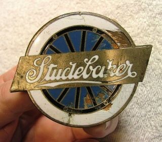 Studebaker Wheel Style Enamel Radiator Badge Emblem 1916 - 23