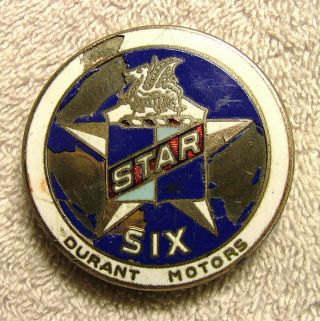 Star Six Enamel Radiator Badge Emblem Durant Motors 1926 - 27