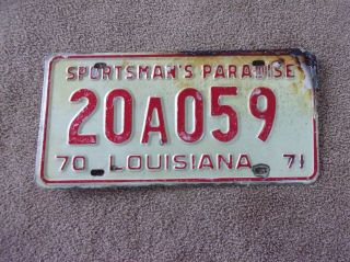 1970 Louisiana 1971 License Plate 20a059