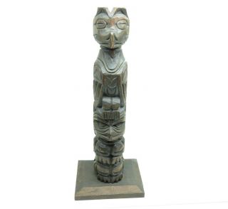 Rare Famous Signed Dave Williams Native American Indian Totem Pole Carving 13 "