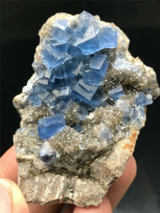87g Find Natura Rare Blue Cube Fluorite Mineral Specimen/china