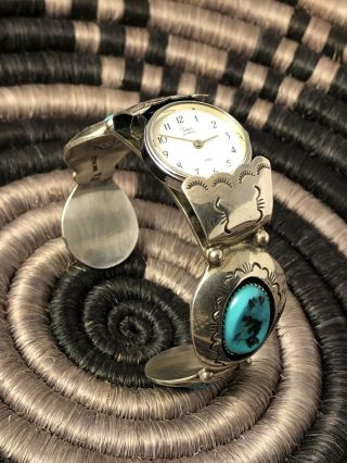Teddy Goodluck Navajo Sterling Turquoise 6.  75 " Watch Cuff Bracelet 033019gefzci