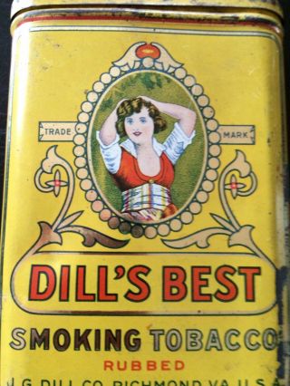 Antique Vintage Tobacco Tin Dills Best Smoking Tobacco Rubbed Richmond VA USA 4