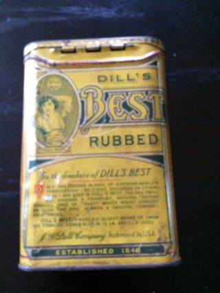 Antique Vintage Tobacco Tin Dills Best Smoking Tobacco Rubbed Richmond VA USA 8