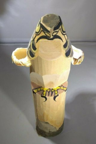 Vintage Japanese Sasano Folk Art Hawk Sculpture 11 " Hand Carved Wood Bird Totem