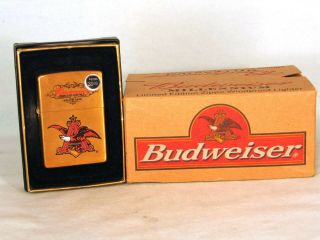 Zippo Budweiser 2000 Millennium Brass Lighter In Beer Case Box W Inner Display