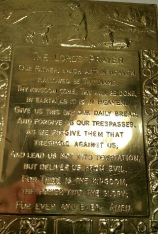 VINTAGE BRASS PLATED BOARD THE LORDS PRAYER 8 
