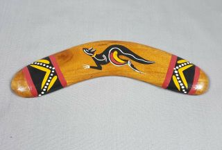 Australian Made Hand Painted 8 " Wood Boomerang By Australia Aboriginal Art