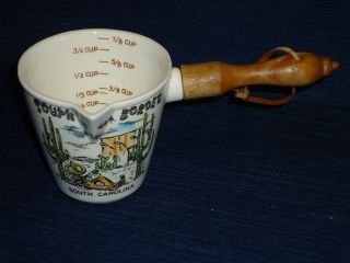 South Of The Border S.  C.  Vintage Souvenir Ceramic Measuring Cup W/wooden Handle