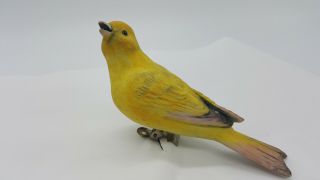 Rare Vintage Pair Hand Painted Porcelain Ceramic Clip On - Canary/finch Bird