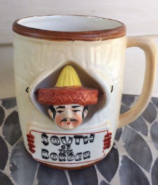 South Of The Border Souvenir Cup Mexican Sombrero Head Vintage