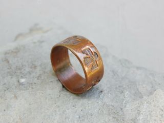 Bell Solid Copper Thunderbird Ring Band 10 1/4 Vintage Southwest Indian 10mm