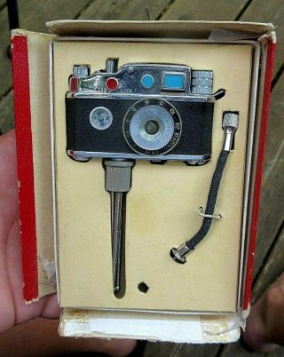 Vintage Photo Lite Camera Cigarette Lighter On Tripod With 1/2 Box