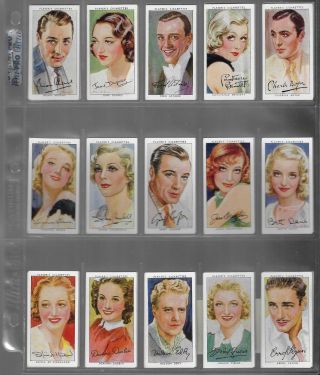 1934 John Player & Sons Film Stars Rare Complete 50 Card Set Color Painting 3rd