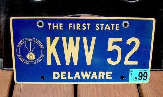 Delaware Korean War Veteran License Plate Military Korea 1951 1953 Kwv 52