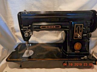 Singer 301a Sewing Machine 1953 Short Bed Black W/case & Accessories