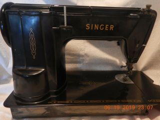 Singer 301A Sewing Machine 1953 short bed Black W/Case & Accessories 3
