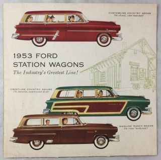 1953 Ford Car Auto Brochure Station Wagons Ranch Country Sedan Squire,