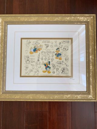 Disney Donald Duck Model Sheet Framed 3 Pin Set Le