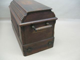 Antique 1902 Singer 28 Hand Crank Sewing Machine Coffin Top Wood Case Only 2