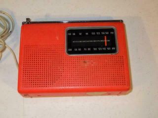 Vintage Zenith Rf42 Bright Orange Color Transistor Portable Radio