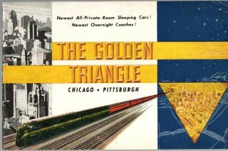 Pennsylvania Railroad " The Golden Triangle " Rare Name Train Booklet 1949