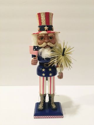 Uncle Sam Patriotic Nutcracker Brn Lillian Vernon July 4th Usa Flag Sparkler