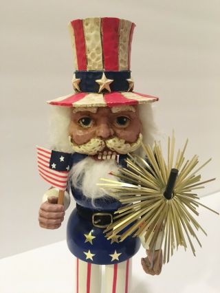 Uncle Sam Patriotic Nutcracker BRN Lillian Vernon July 4th USA Flag Sparkler 3