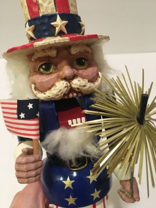 Uncle Sam Patriotic Nutcracker BRN Lillian Vernon July 4th USA Flag Sparkler 5