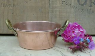 French Vintage Copper Jam Pan Preserving Pan Confiture Pan Fully Stamped V.  Cute
