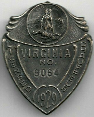1929 Virginia Chauffeur Driver License Badge
