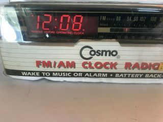 Vintage Cosmo FM/AM Electronic Digital Alarm Clock Radio CR - 2026C in Package 3