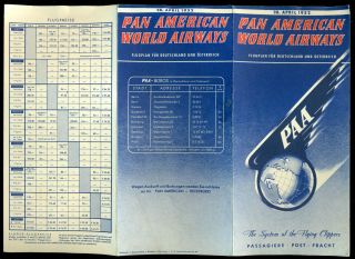 Pan American World Airways 1952 Germany & Austria Flights Paa Timetable Schedule