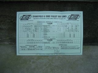 1959 & 1960 Evansville & Ohio Valley Rail Co.  Bus Time Tables 2