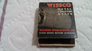 Vintage Feature Matchbook Wissco Conveyor Belt Wickwire Spencer Steel York