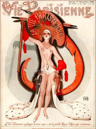 1928 La Vie Parisienne Frapper Les Trois Girl France French Travel Poster Print