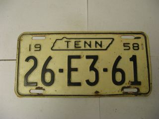 1958 58 Tennessee Tn License Plate 26 - E3 - 61