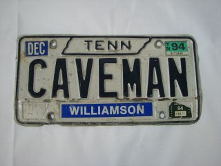 Tennessee Personalized License Plate Expired Caveman 1994