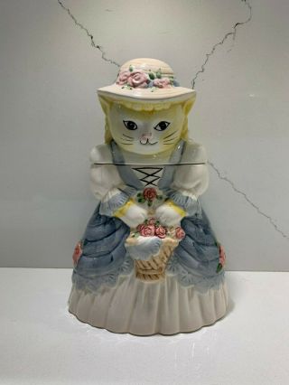 Large Victorian Kitty Cat Ceramic Cookie Jar Kitchen Collectible one of a kind 2