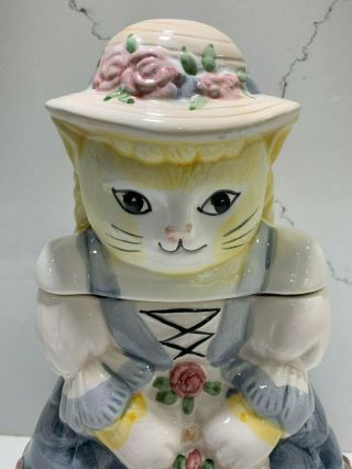 Large Victorian Kitty Cat Ceramic Cookie Jar Kitchen Collectible one of a kind 4